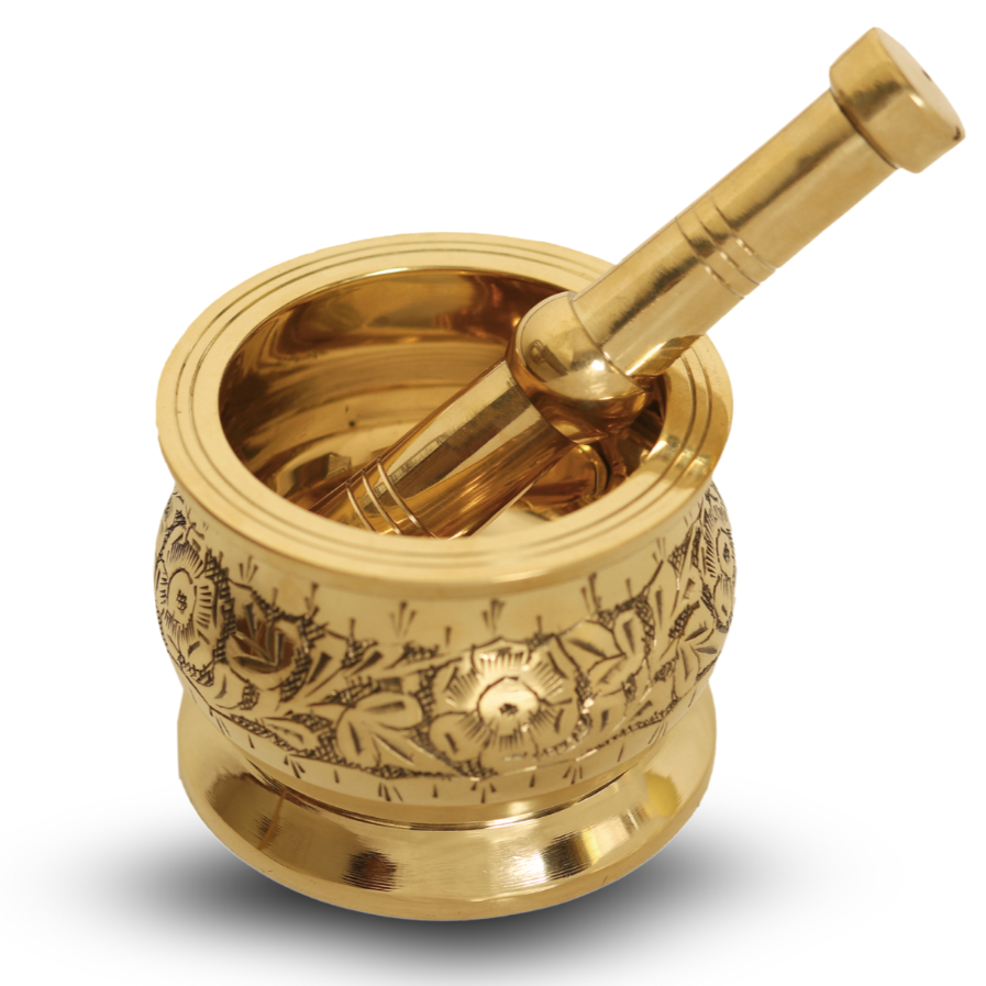 K&M Bloom Brass Mortar & Pestle