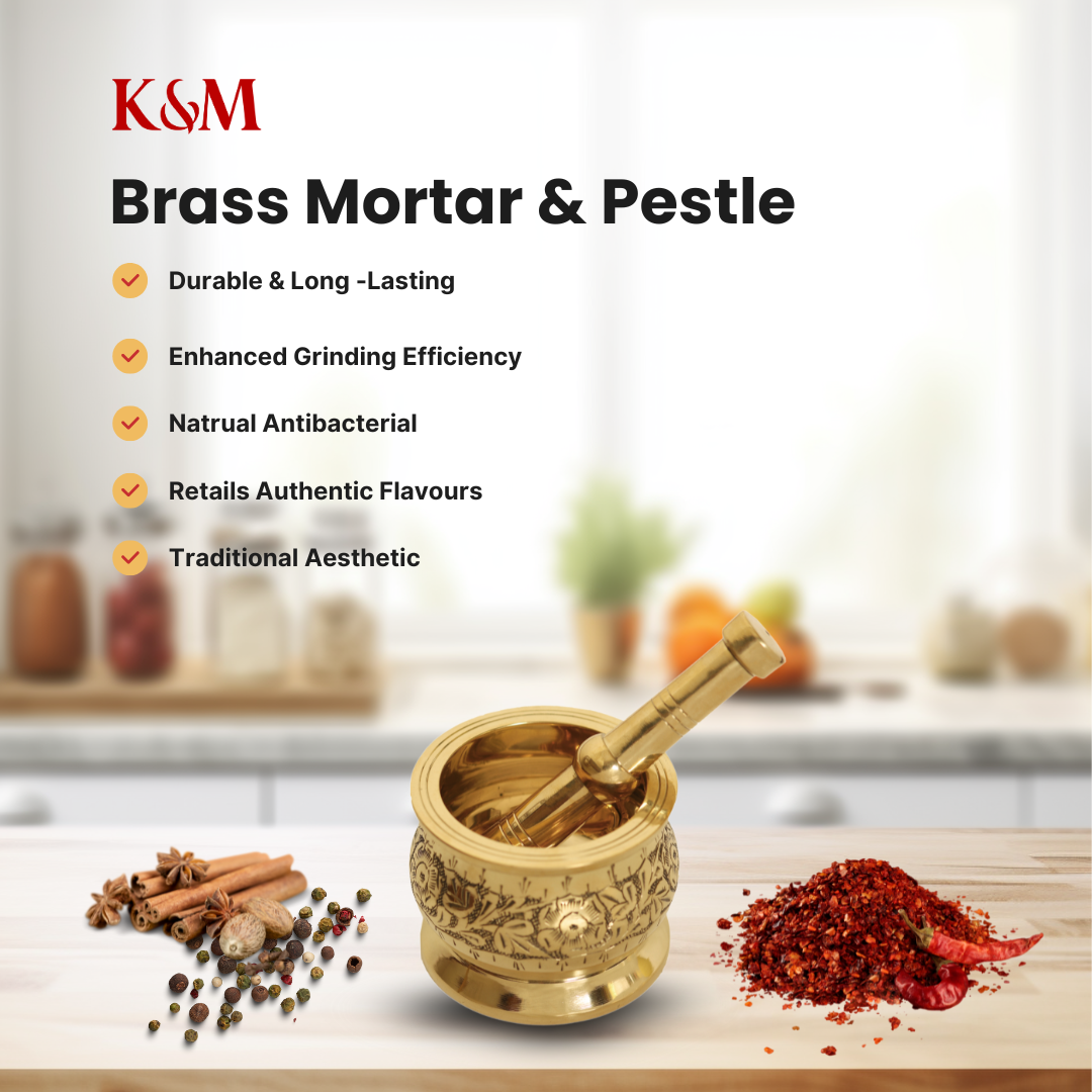 K&M Bloom Brass Mortar & Pestle
