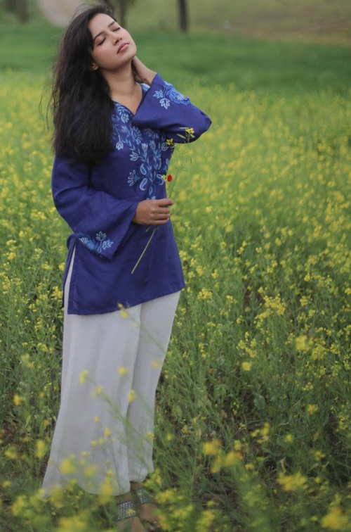 K&M Oxford Blue Summer Kurti