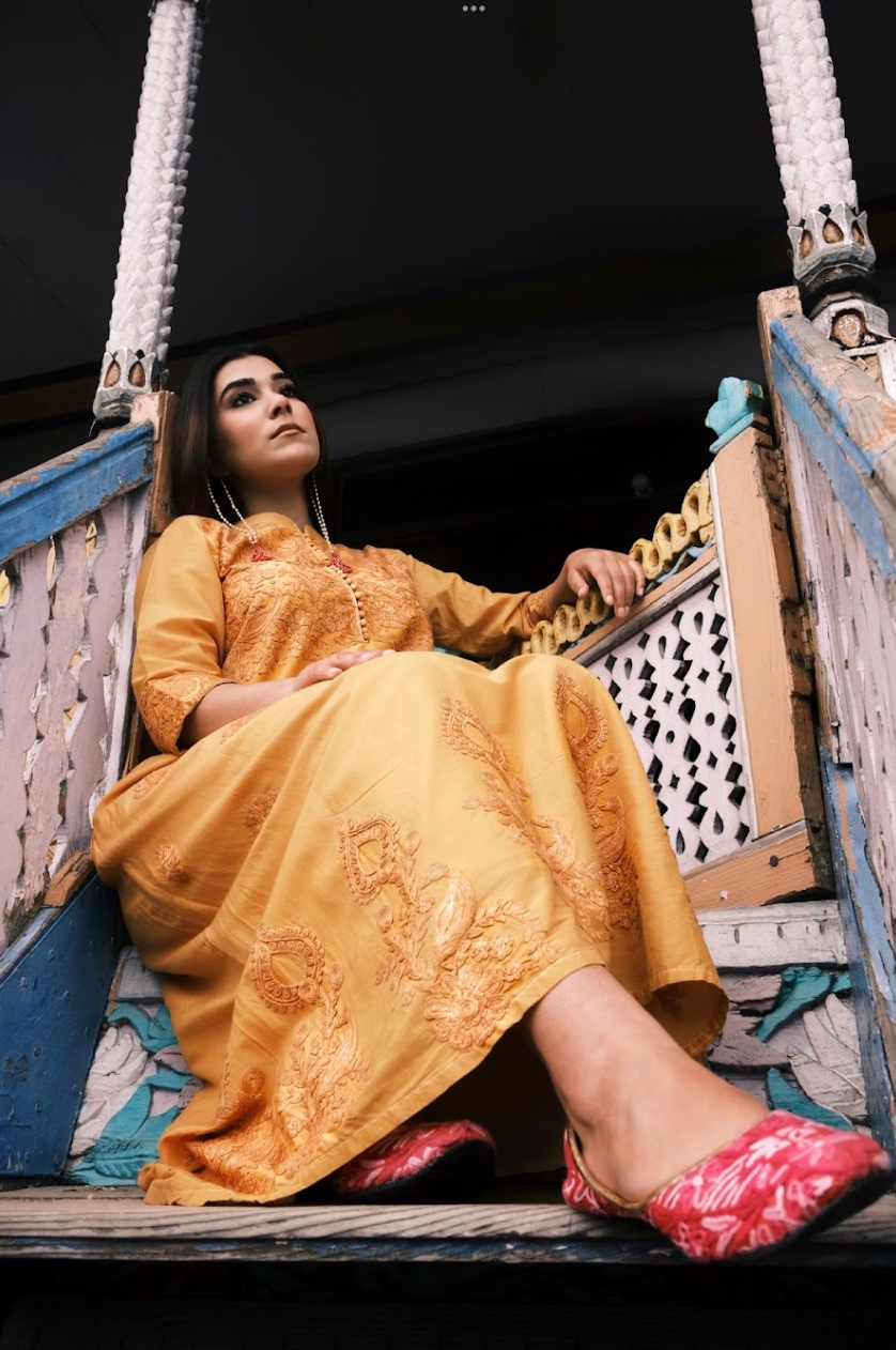 K&M Mustard Ethnic Dress