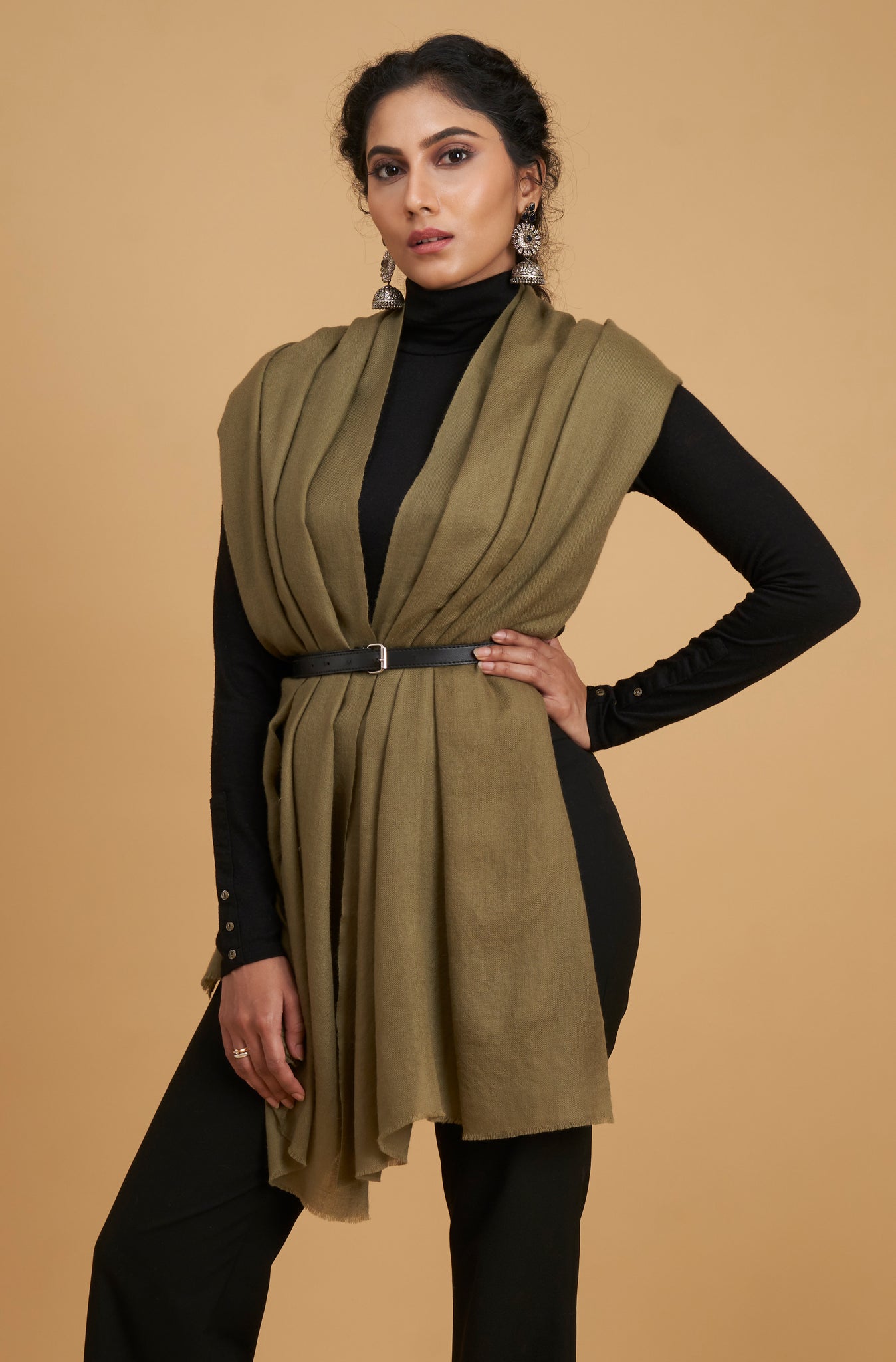 K&M Olive Green Pashmina Stole
