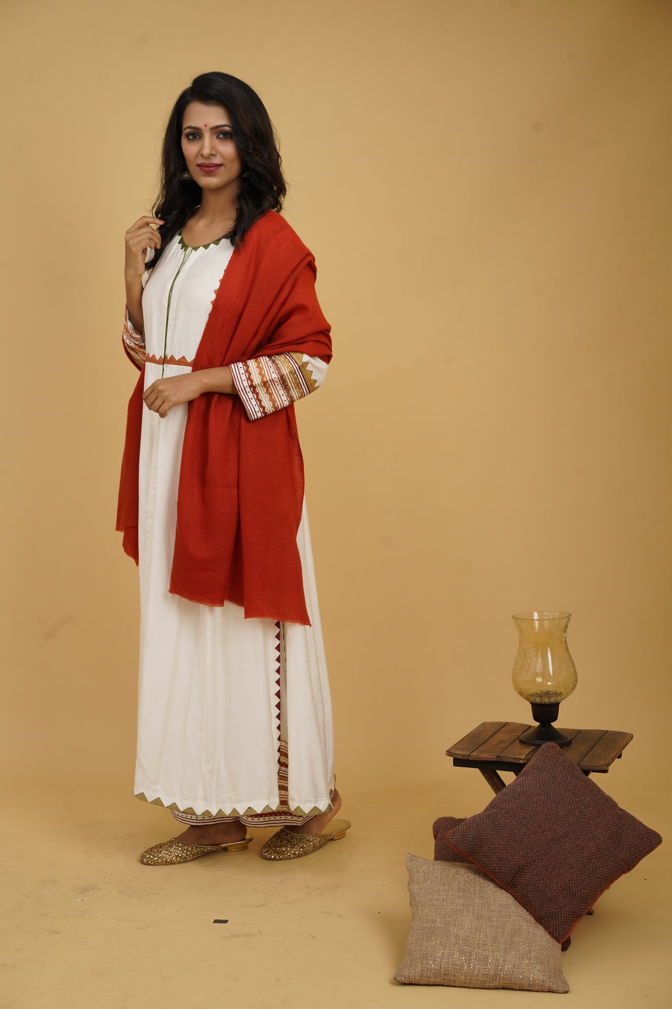 K&M Crimson Red Pashmina Stole