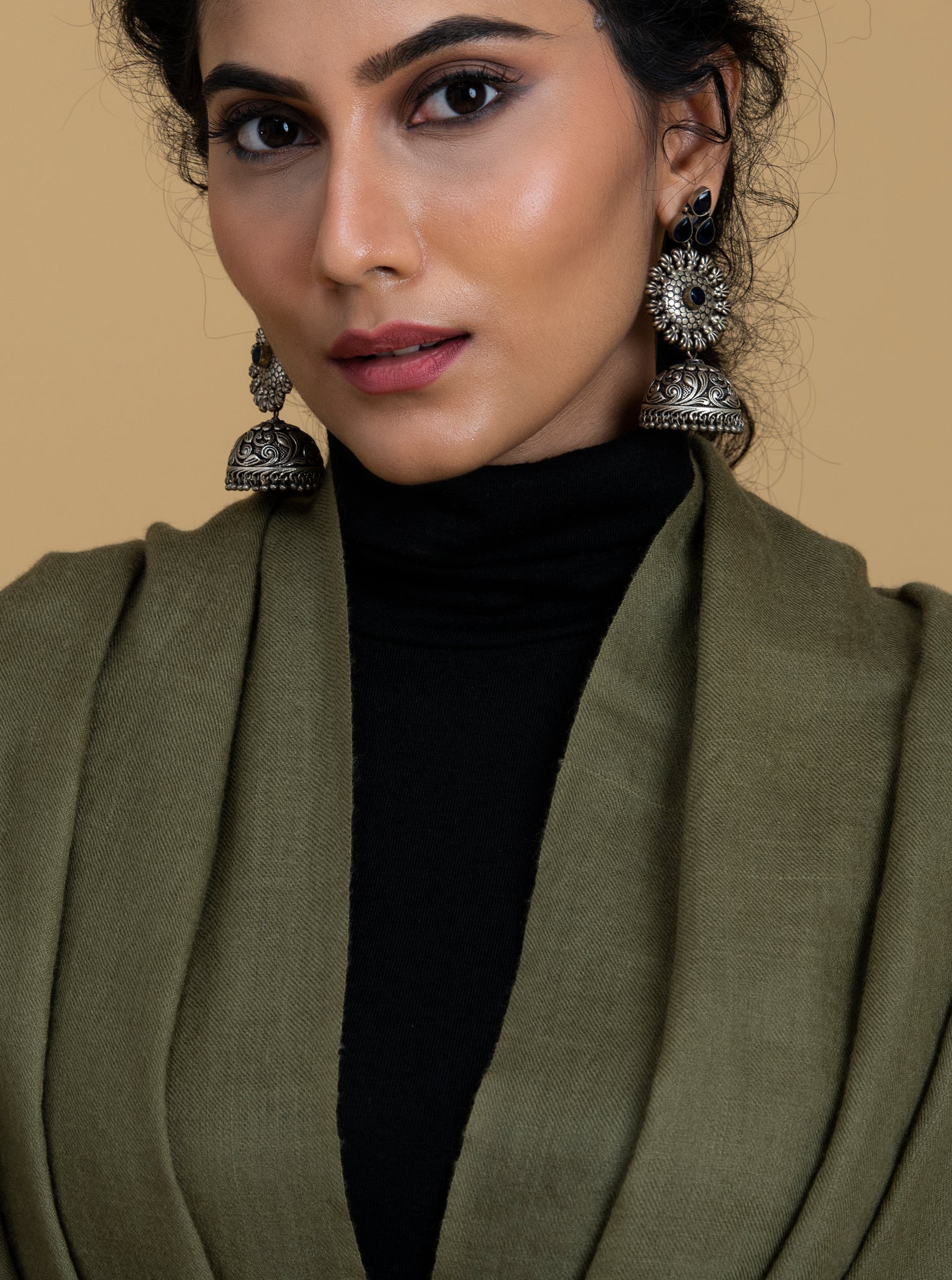K&M Olive Green Pashmina Stole