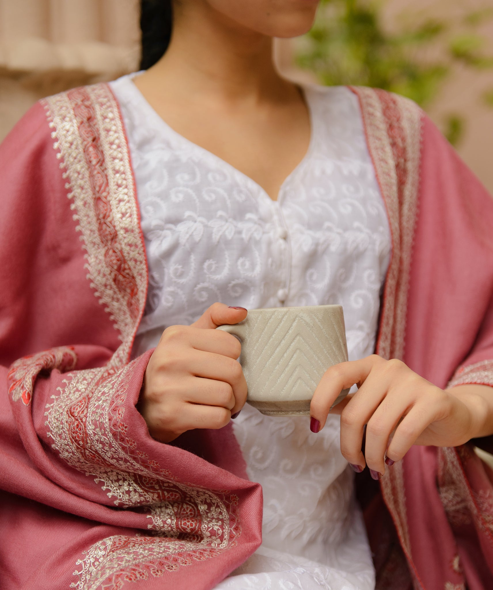 K&M Pink Woollen Shawl