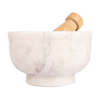 K&M White Mortar Pestle (Large) - 1550g; Mortar: 3.2in (Height), 4in (Diameter); Pestle: 4.2in (Length)