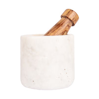 K&M White Mortar Pestle (Small) - 1343g; Mortar: 3.3in (Height), 2.5in (Diameter); Pestle: 4.2in (Length)