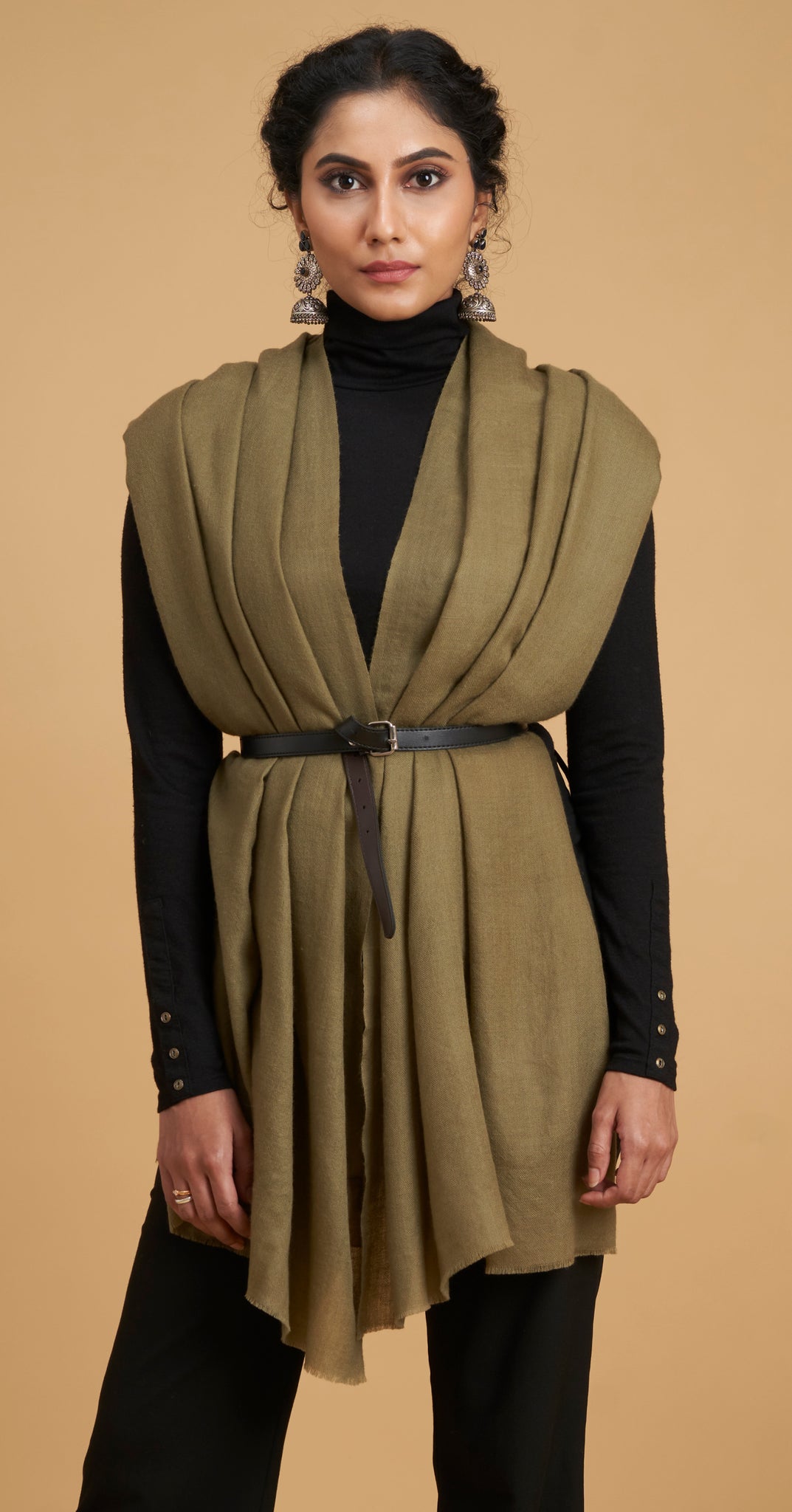 K&M Olive Green Pashmina Stole