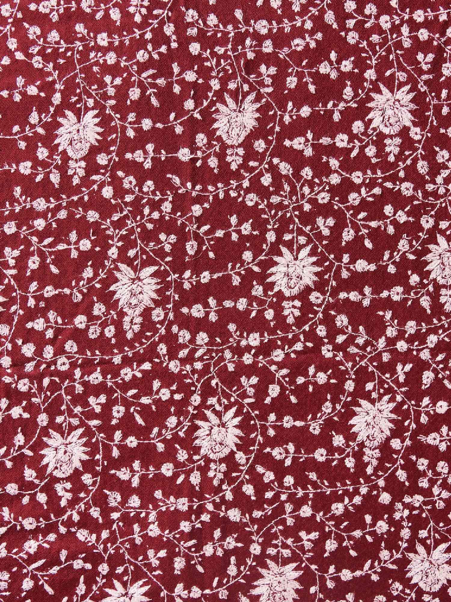 K&M Maroon Sozni Pashmina stole