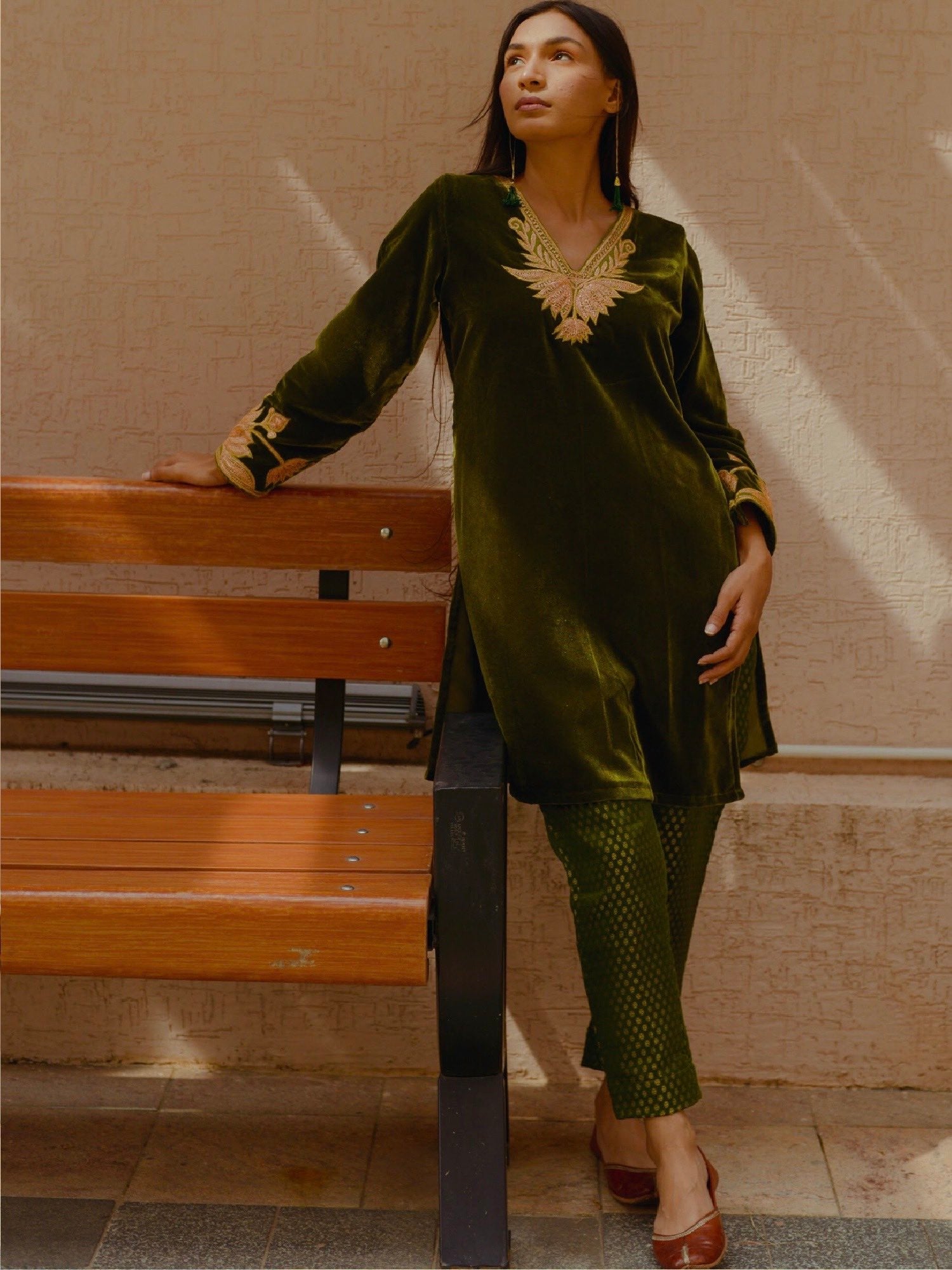 Olive Kurta Pant Set
