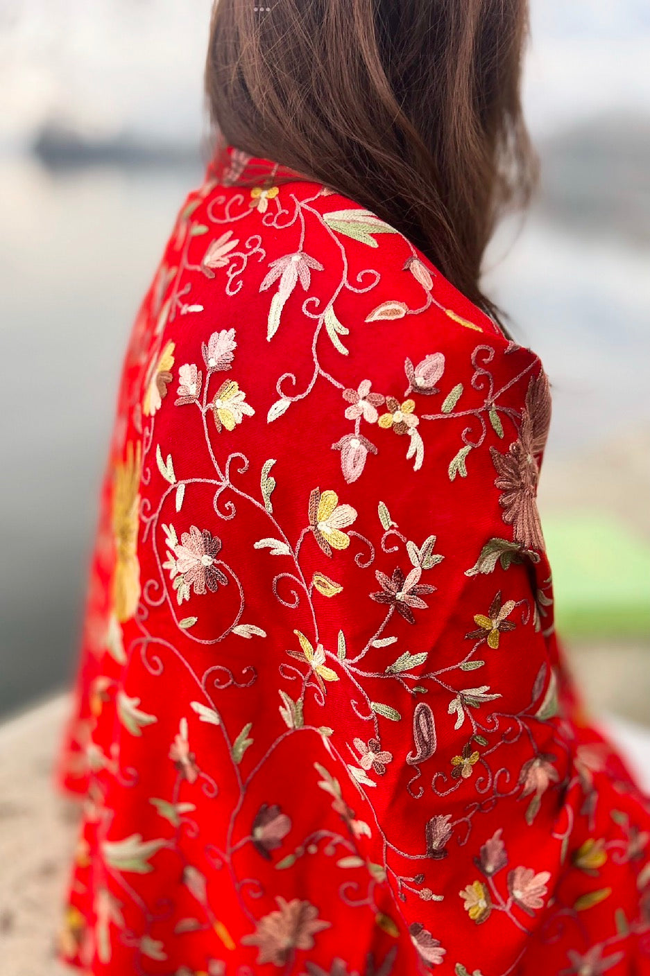 K&M Red Aari Stole