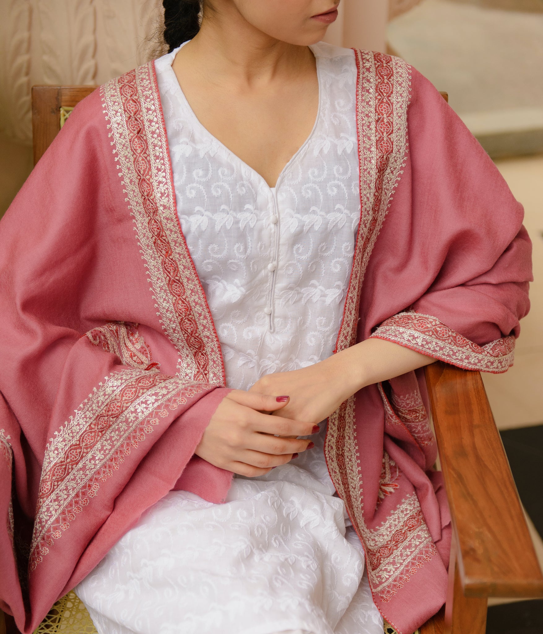 K&M Pink Woollen Shawl