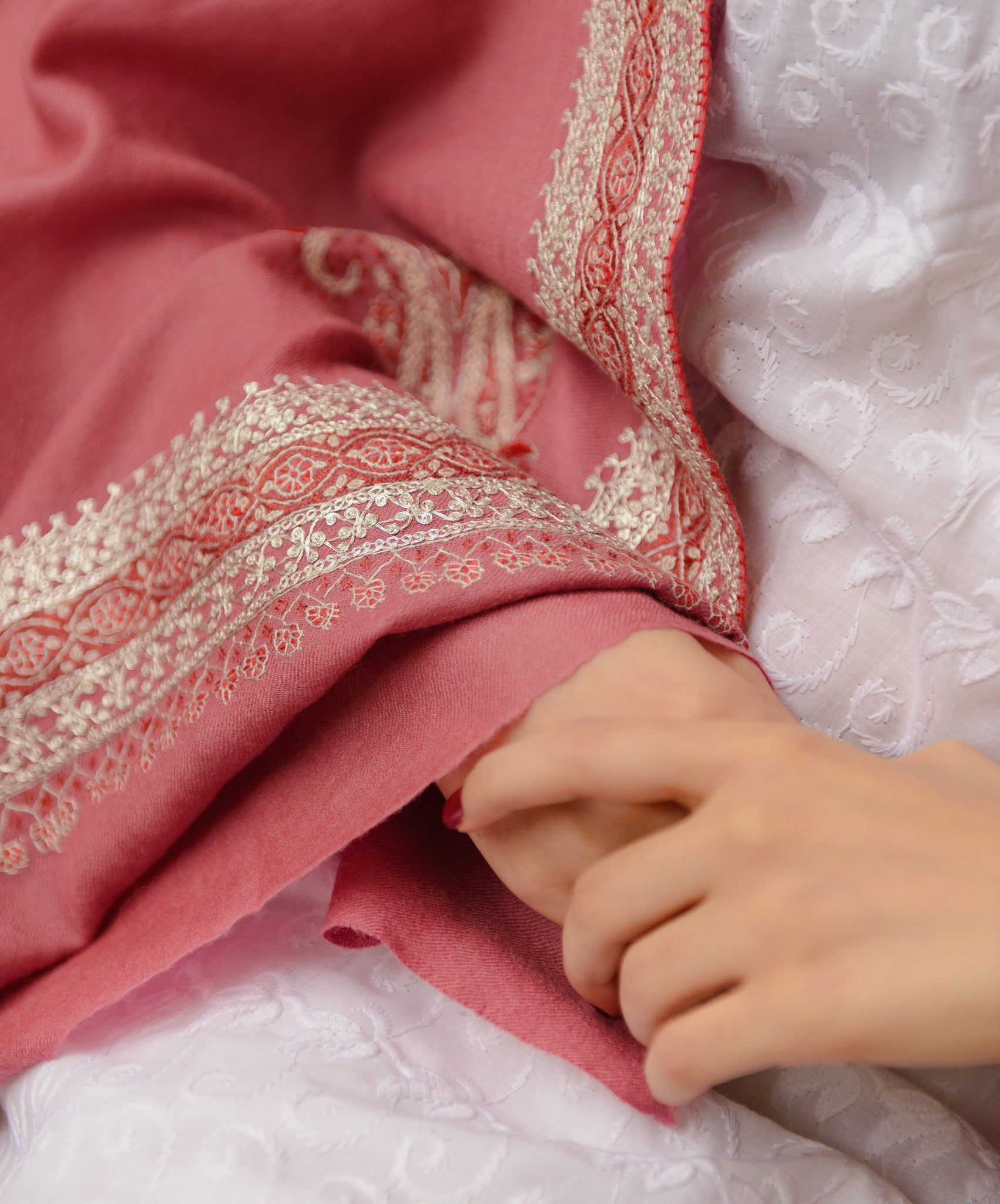 K&M Pink Woollen Shawl