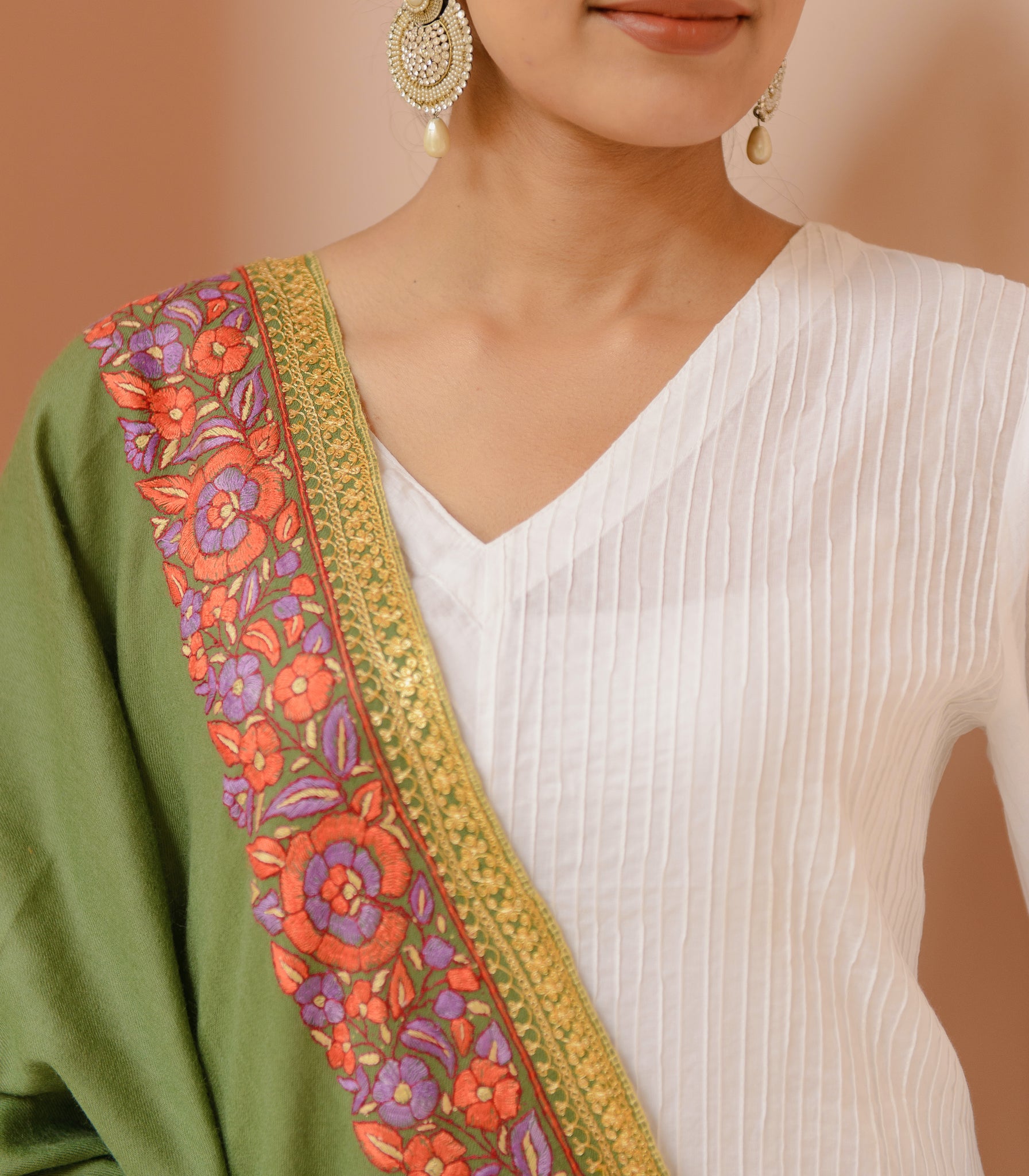 K&M Sage Green Woollen Shawl