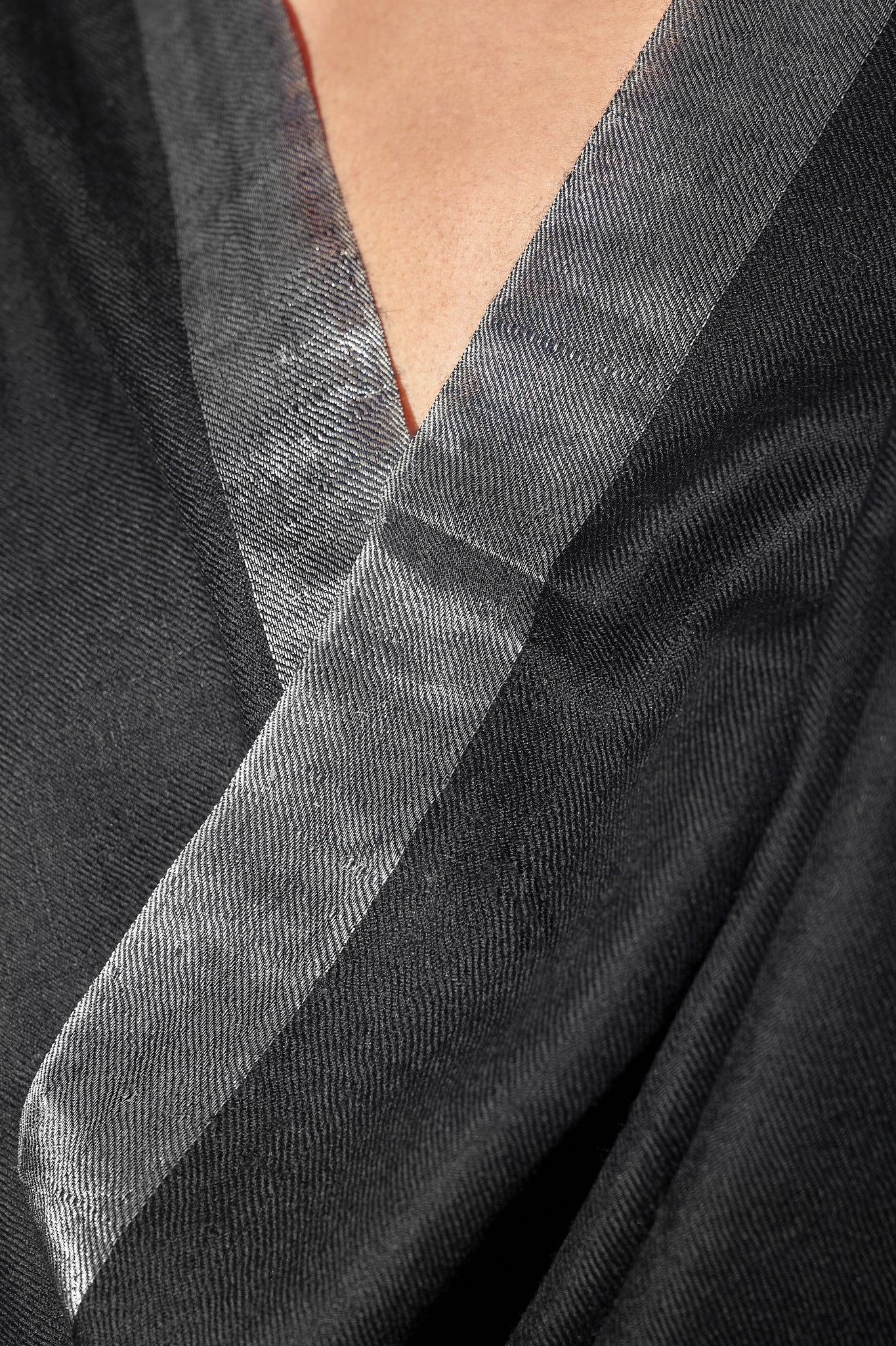 K&M Black Zari Pashmina Stole